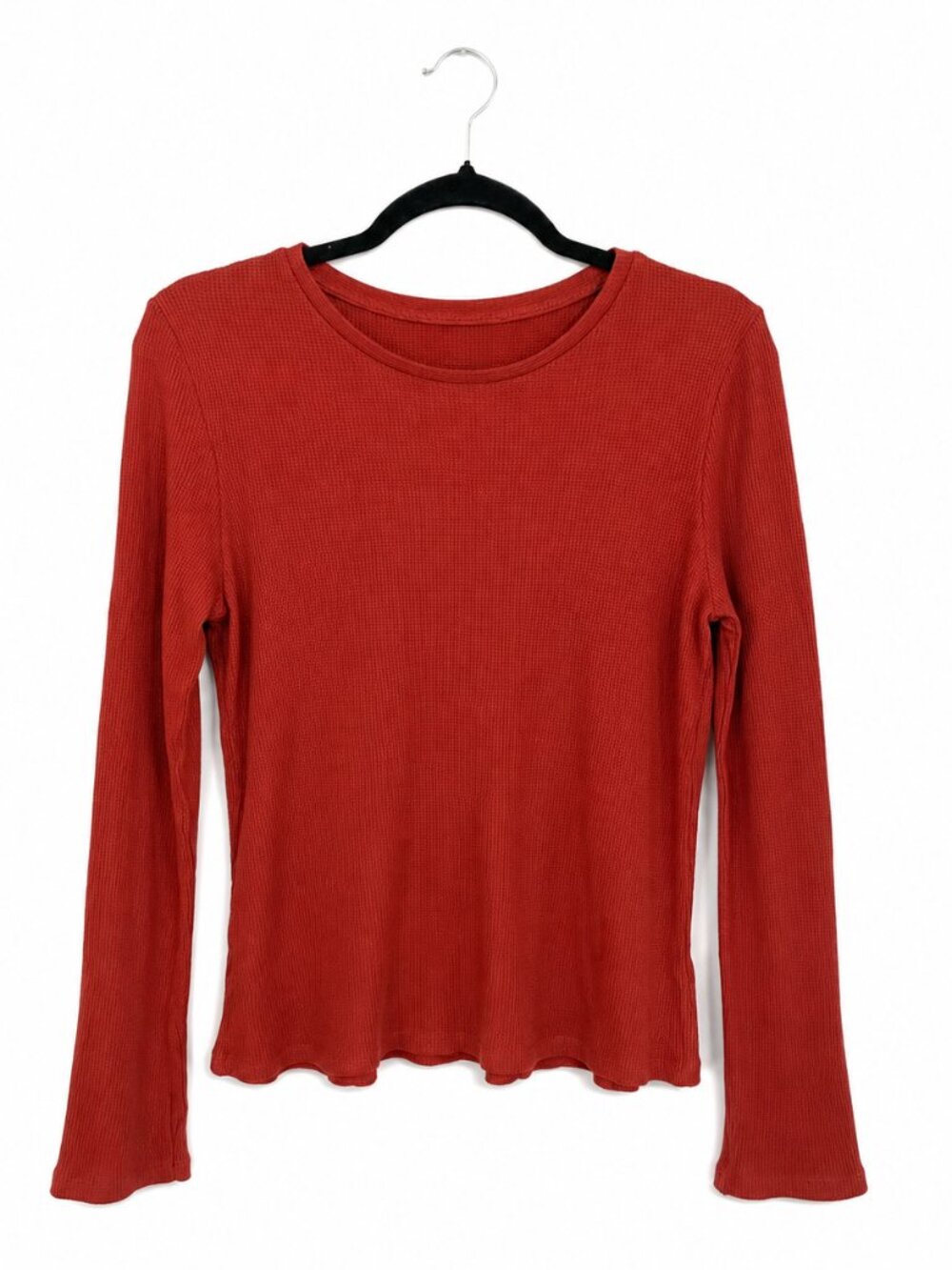Rust Orange Waffle Knit Fall Layering Top L NWT - Picture 2 of 3
